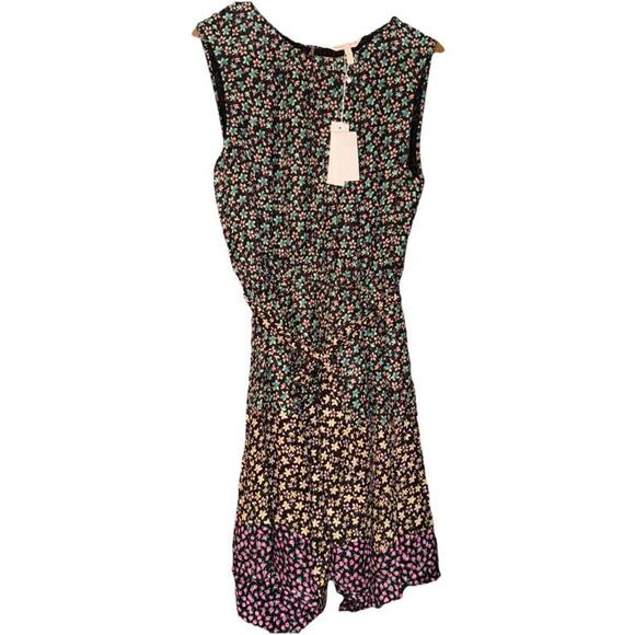 New REBECCA TAYLOR LOUISAFLORAL SILK DRESS L Patchwork Boho Hippie Quiet Lux